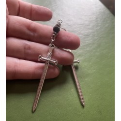 Örhängen Svärd Dagger XL Svart Sword Kniv Vapen Rostfri krok 