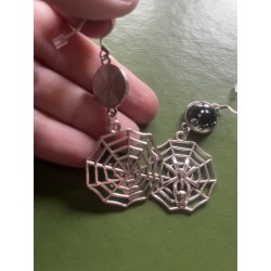 Örhängen Spindel Halloween Spider Web Spindelnät Svarta Änkan Skull