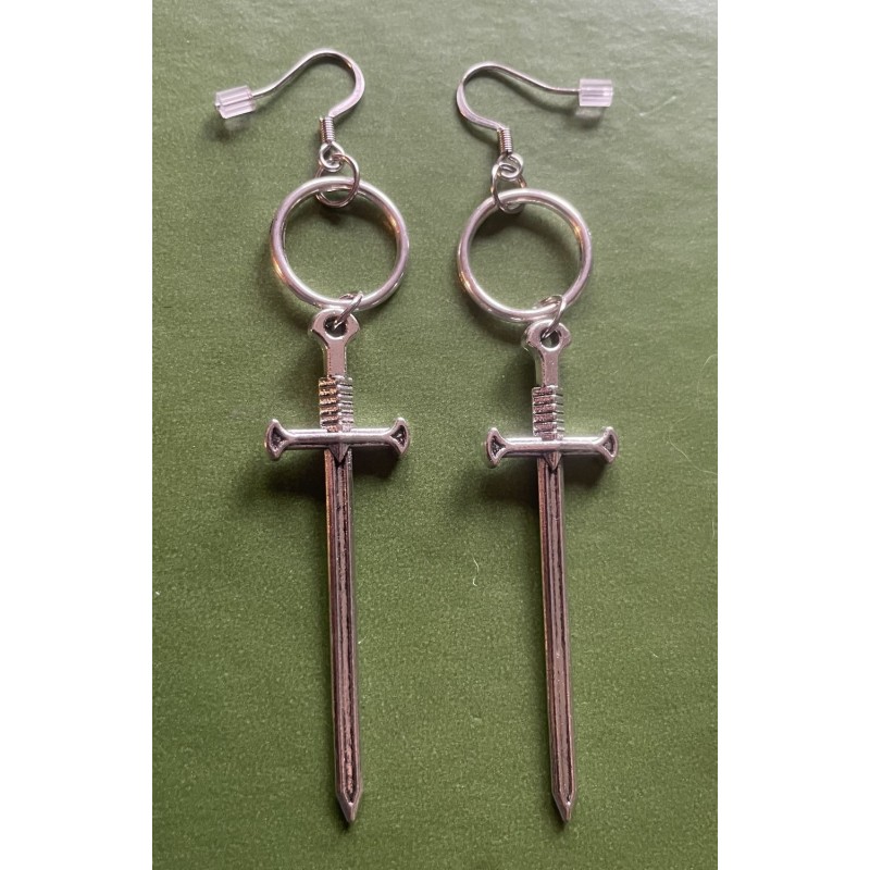 Örhängen Svärd Dagger O ring Sword Rostfri Krok