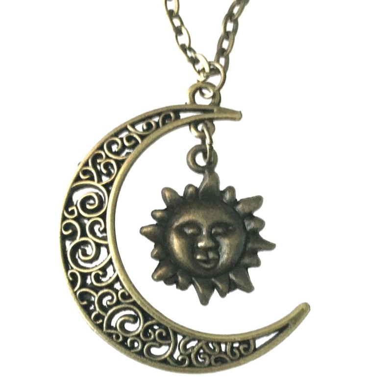 Halsband Måne Sol Crescent Moon Pagan Wicca 