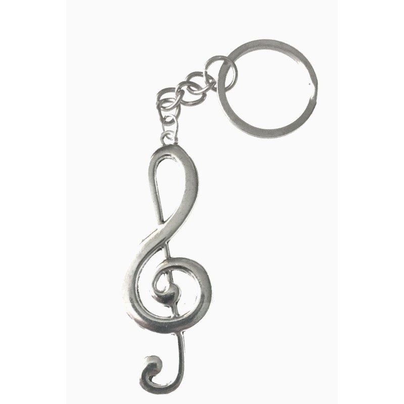 Nyckelring G-Klav Musik Kompositör Not C Clef AntiksilverpläteradMetall