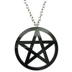 Halsband Pentagram OVERSIZE Wicca Pagan Svart Pentacle Symbol