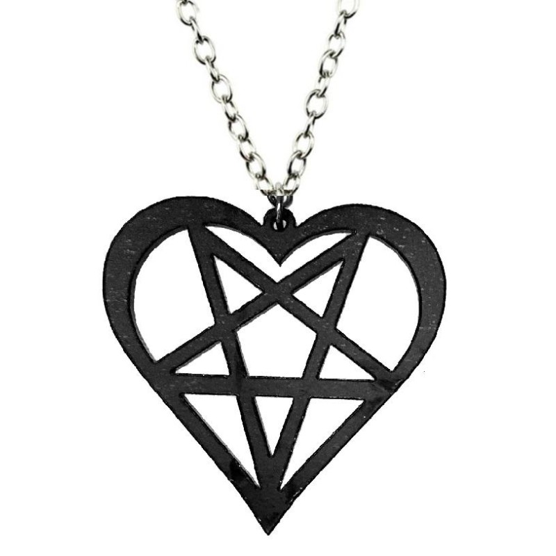 Halsband Pentagram Heartagram Svart Him Symbol Wicca