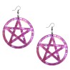 Örhängen Pentagram Galax Lila OVERSIZE Wicca Pagan Marmor Rostfri Krok