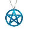 Halsband Pentagram Galax Blå OVERSIZE Wicca Pagan Marmor