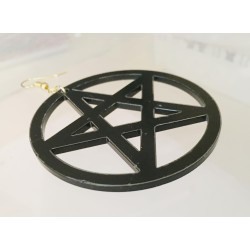 Örhängen Pentagram OVERSIZE Wicca Pagan Svart/Guld Symbol