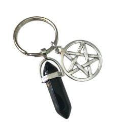 Nyckelring Onyx Pentagram Wicca Pagan Symbol