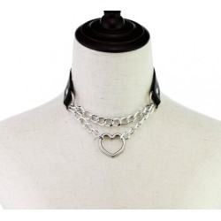 Choker Hjärta Collar SVART PU-läder Halsband Goth Harness