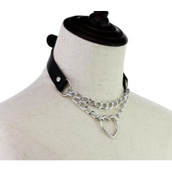 Choker Hjärta Collar SVART PU-läder Halsband Goth Harness