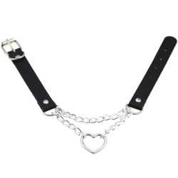 Choker Hjärta Collar SVART PU-läder Halsband Goth Harness