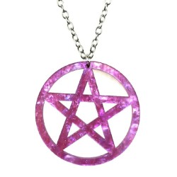 Halsband Pentagram Galax Lila OVERSIZE Wicca Pagan Marmor