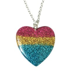 Halsband Hjärta Pan Regnbåge Pride Kärlek Heart Glitter 