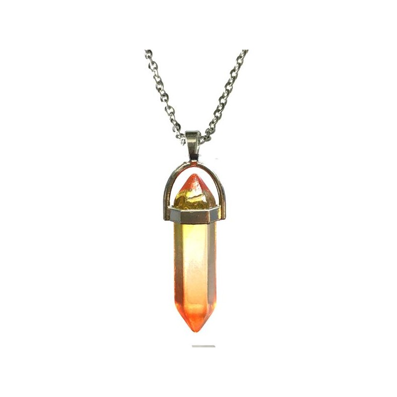 Halsband Kristallspets Orange/Gul Crystal Point Rostfri Kedja