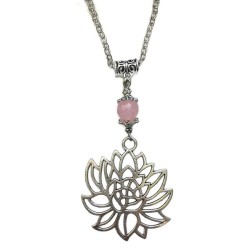 Halsband Lotusblomma Mandala Rosa Agat Buddhism Spiritism Blomma
