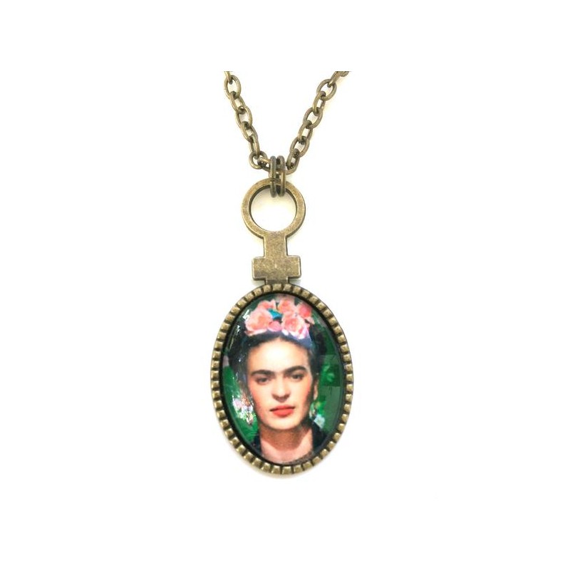 Halsband Frida Kahlo Feminist Bronsfärg Ikon Feminism Symbol