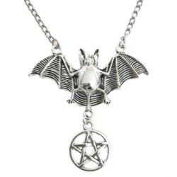 Halsband Pentagram Fladdermus Bat Halloween Wicca Pagan