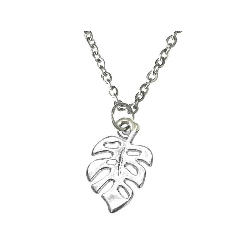 Halsband Monstera Blad Silver Kalla Leaf Blad Blomma 