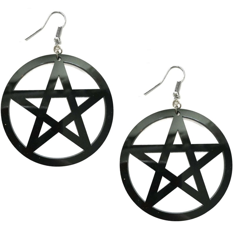 Örhängen Pentagram OVERSIZE Wicca Pagan Svart Pentacle Symbol