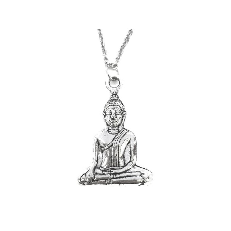 Halsband Buddha Symbol Buddhism Yoga Meditation New Age Rostfri Kedja