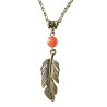 Halsband Fjäder Agat Feather Boho New Age Healing Brons